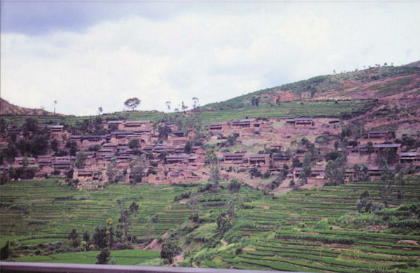 Bai Fields and Village on freeway to Dali