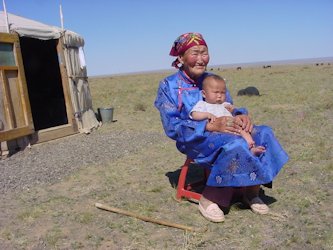 Mongolian Lady and Child