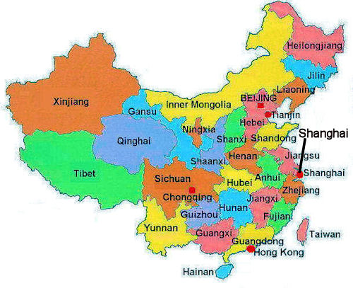 Location of Shanghai Municipality in China