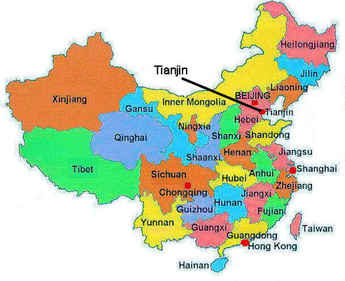 Location of Tianjin Municipality in China
