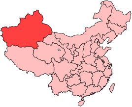 Location of Xinjiang Autonomous Region
