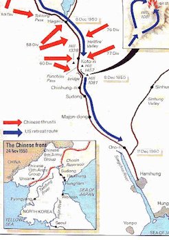 Map of The Withdrawal to Hamhung, North Korea