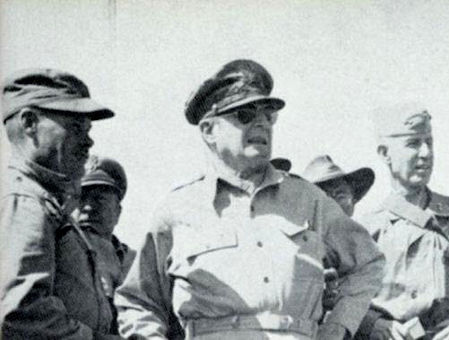 Colonel Lewis Puller, General MacArthur, General Smith