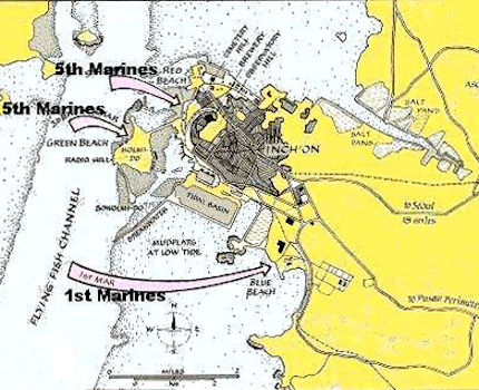 Map Showing Inchon Landing Plan