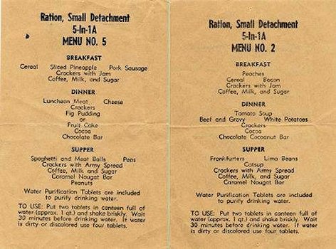 Ration Menu for Small Detatchments - 5 in 1
