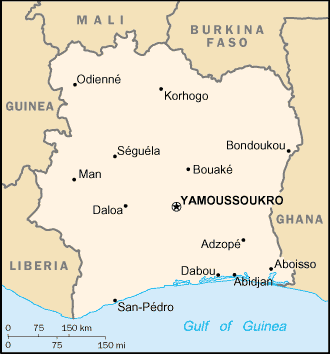 A Map of Ivory Coast