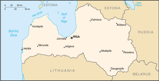 A Map of Latvia