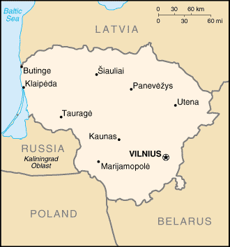 A Map of Lithuania