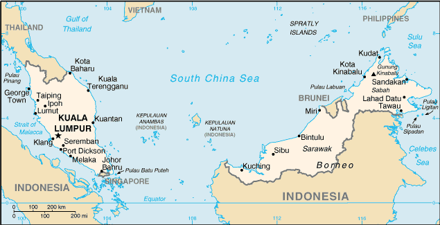 A Map of Malaysia