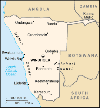 A Map of Namibia
