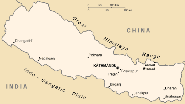 A Map of Nepal