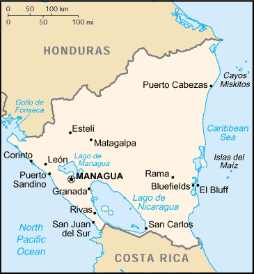 A Map of Nicaragua