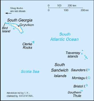A Map of South Georgia and Sandwich Islands