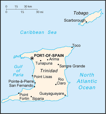 A Map of Trinidad and Tabago