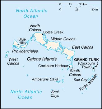 A Map of Turks and Caicos Islands