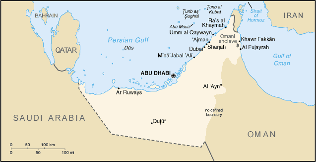 A Map of United Arab Emirates