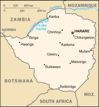 A Map of Zimbabwe