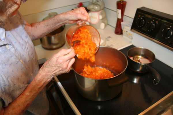 Step 11 -  Chopped Apricots are Put into the Pot