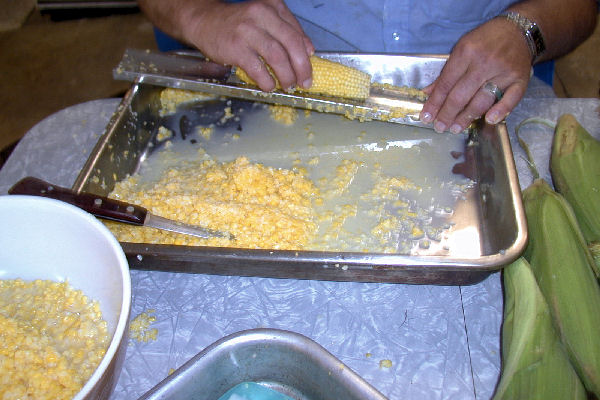 Step Seven, Cutting the Corn Kernels