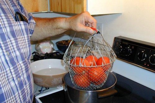 Step Five, Dip Tomatoes in Hot Water