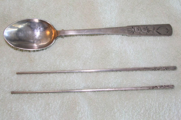 Japanese Silver Chopsticks and Spoon