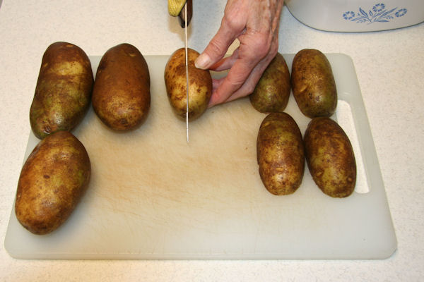 Step 2 - Halve Potatoes