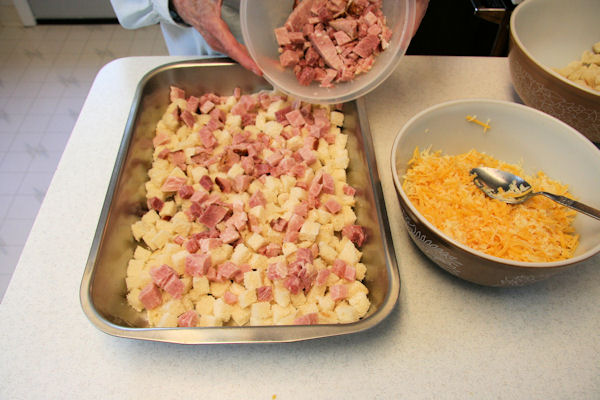 Step 10 - Ham Cubes into Pan