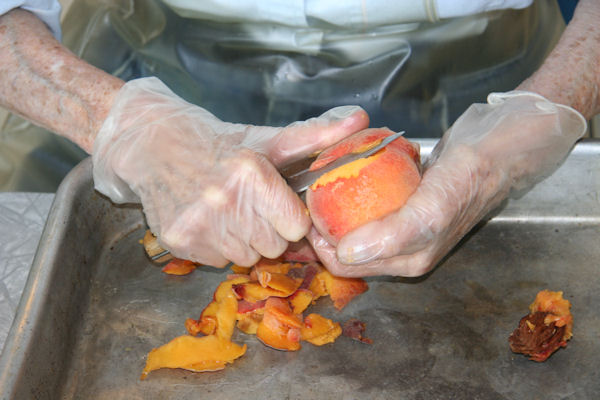 Step 2 - Peel Peaches