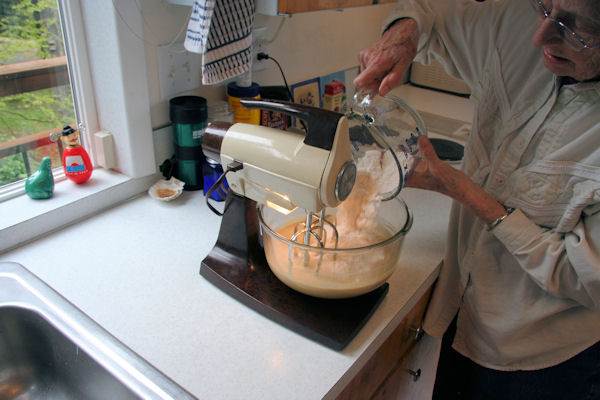 Step 15 -  Pour Flour Mixture into Electric Mixer