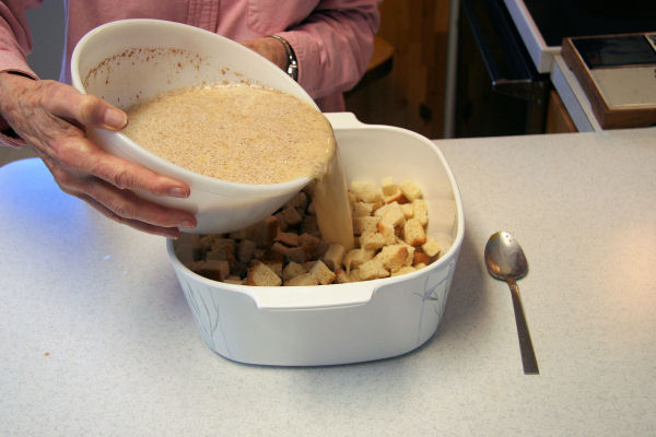 Step 9 - Pour Liquid Mixture into Baking Dish 