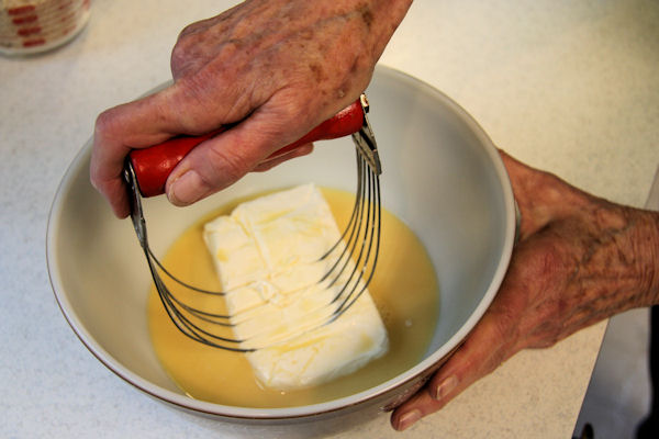 Step 17 - Cut in the cream cheese 
