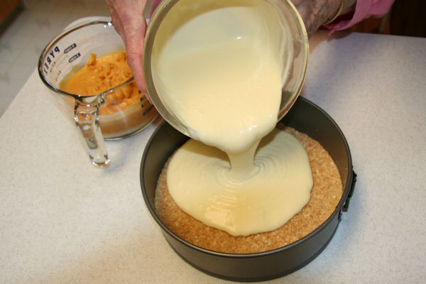 Step 16 - Pour Cream Cheese Mix 