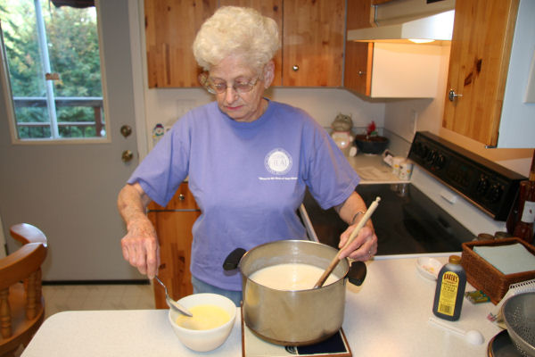 Step Eight, Blend Milk Mixture into Eggs