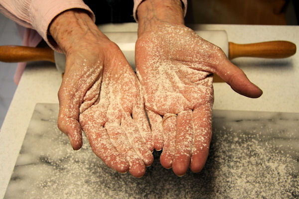 Step 16 - Flour Hands