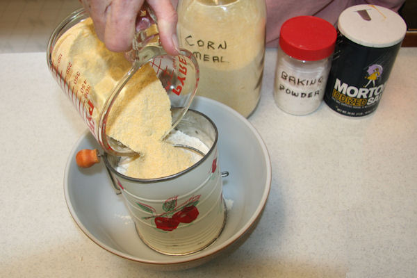 Step 3 - Cornmeal into Sifter