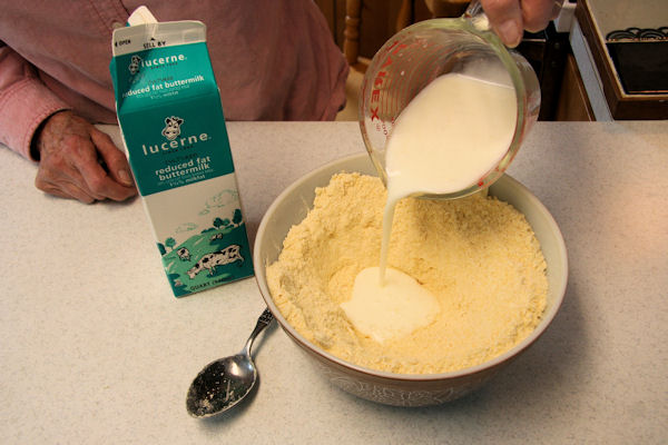 Step 14 - Pour Buttermilk into Flour