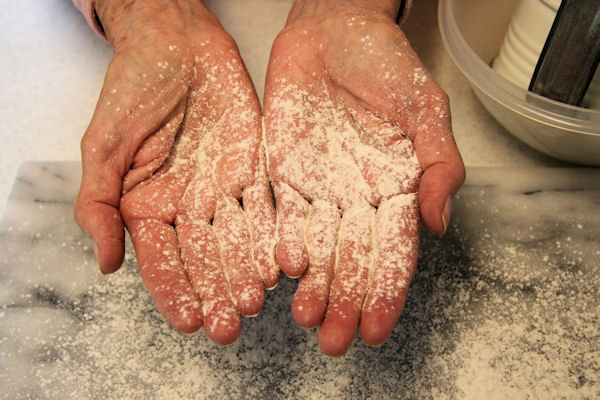 Step 16 - Flour Hands