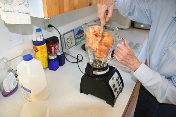 Step 3 - Peaches Into the Blender