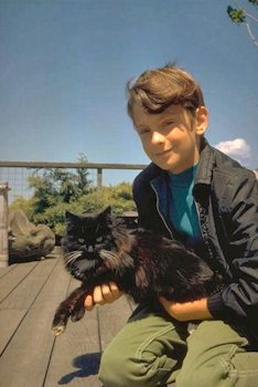 Landon with Blackjack the Cat