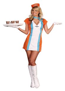 Airline Attendant Ready to Serve Coffee 