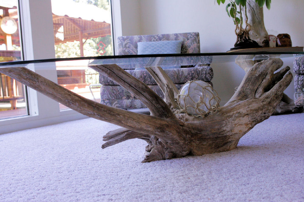 Driftwood Glass table