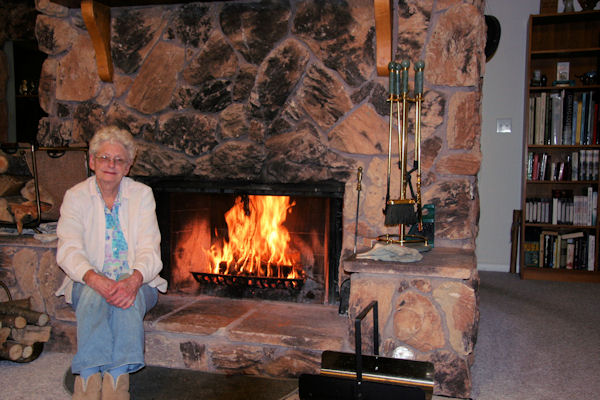 Bernice Enjoys her Fireplace 101