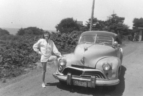Bernice with Our 1936 Olds on Our Honeymoon