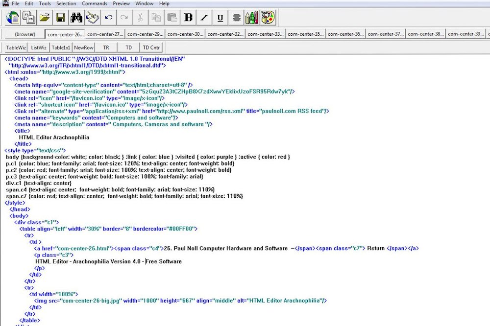 arachnophilia wysiwyg html web editor