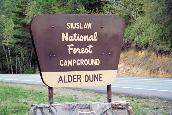 Entrance Sign to Alder Dune Campground