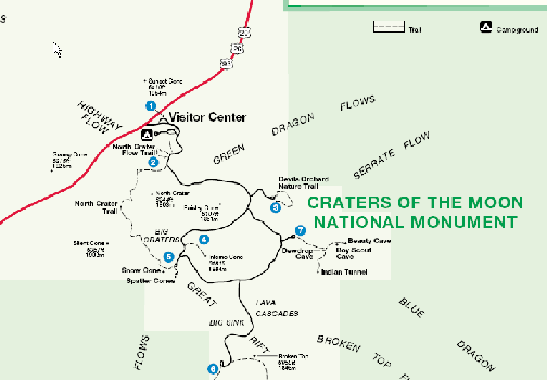 Craters Of The Moon National Monument Map Craters Of The Moon National Monument, Idaho