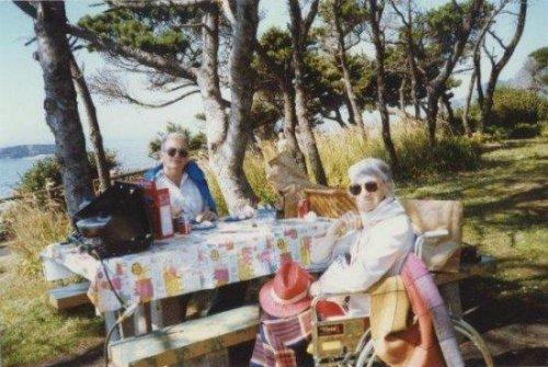 Mom Enjoys a Picnic Lunch